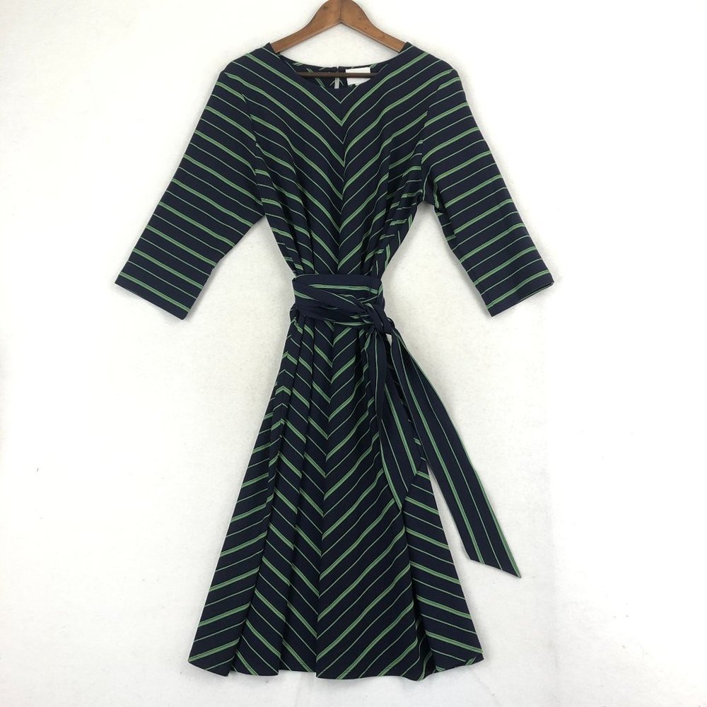 Nine West Navy Dress with Green Stripes Midi